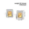 Salircon Temperament Vintage Stainless Steel Square Stud Earrings Women Luxury 18K Gold Silver Plated Waterproof Earring Jewelry