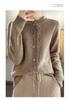 Women's Hollow Lace Wool Cardigan - Half-High Neck, Long Sleeve, Thick Autumn/Winter Style, Versatile, Fashionable Top