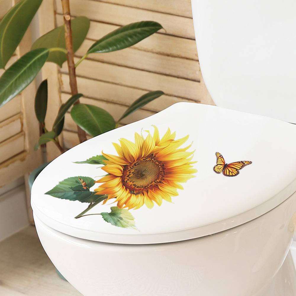 Samolepka na zeď Fun-m109 Malovaná slunečnice Butterfly WC s koupelnou Zkrášlení koupelny