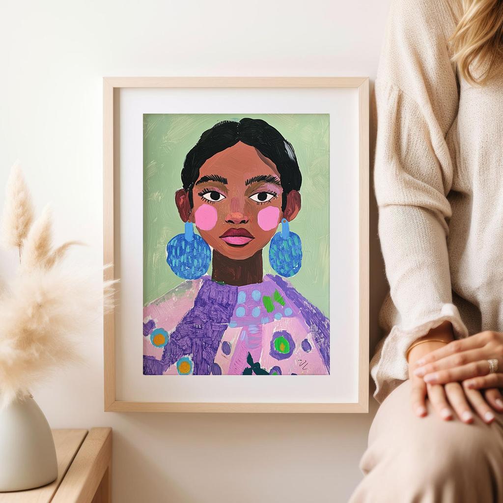 Poster Illustration Blue Earrings