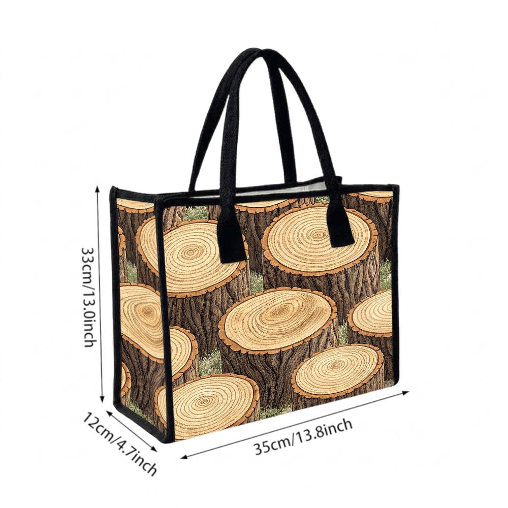 Wood Grain Pattern Tote Bag Fashion Casual Daily Portable Large Capacity Shoulder Bag for Shopping Outing