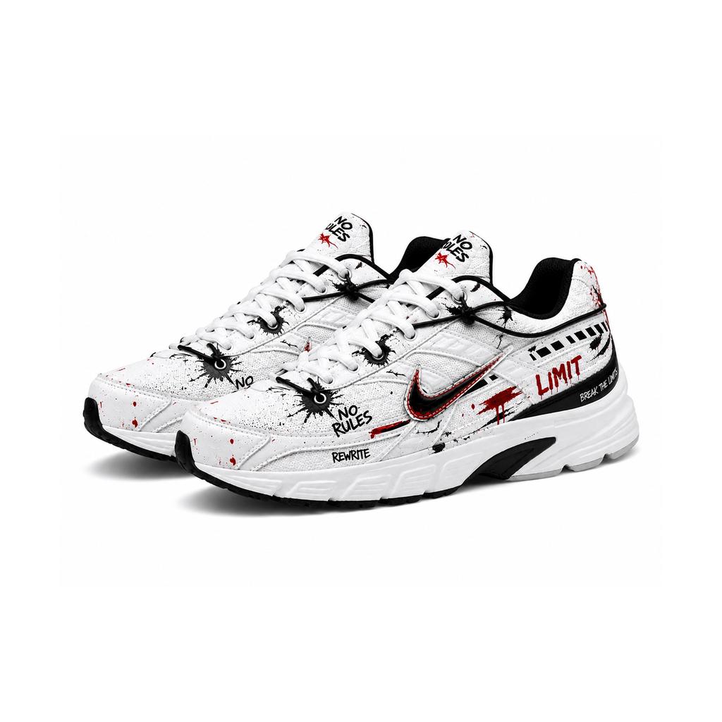 Nike Initiator Slip Resistant, Abrasion Resistant, Breathable Low Top Running Shoes Unisex White Red Black 394055-100(team2415-)