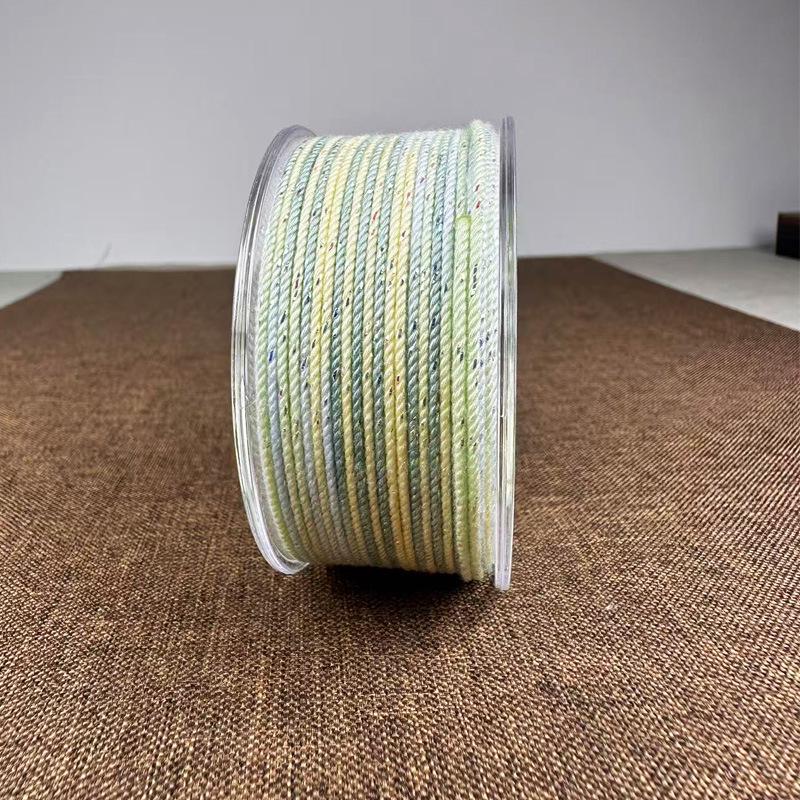Gradient Iridescent Starry Sky Cotton Yarn 1.2mm for Tassel Bracelets DIY, Gold Flake Beaded Weaving Rope 1.2mm ~30 meters