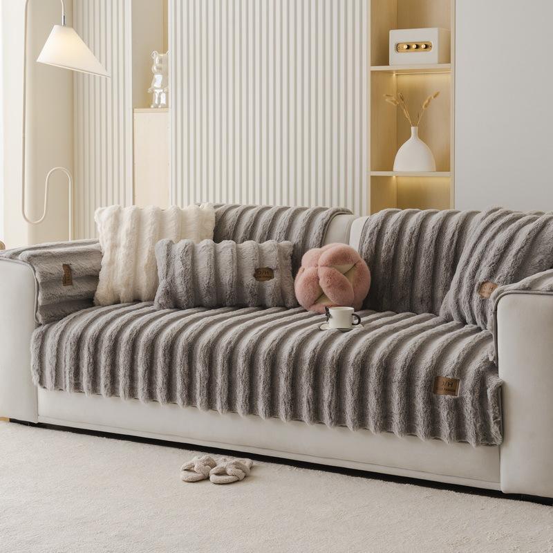 Cream Wind Rabbit Rabbit Velvet Sofa Cushion Autumn And Winter Plush Cushion Thickened Premium Non-Slip Leather Sofa Cover Cover Cloth Towel