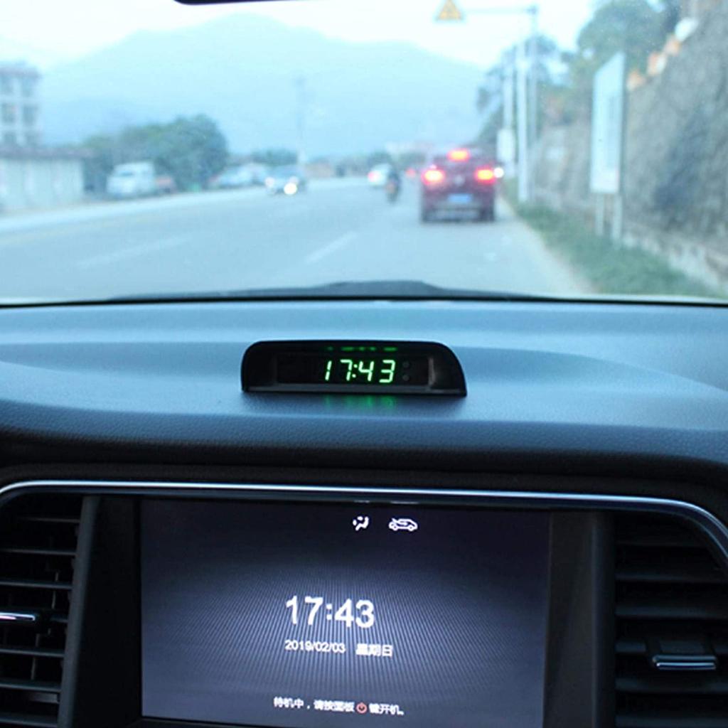 Car Digital Watch, Car Clock, Solar Electronic Watch, 4 in 1 Clock, Time, Date,