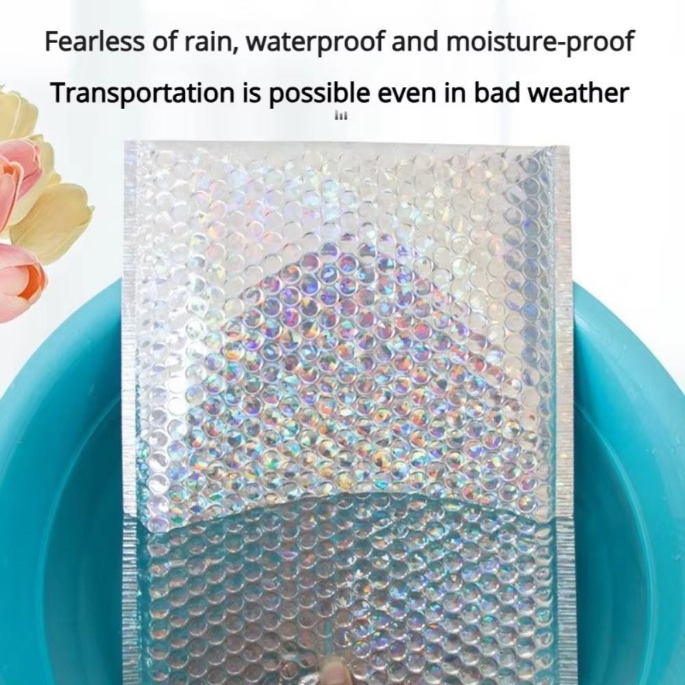 10pcs Holographic Shipping Bags Self-Sealing Foam Bag Portable Bubble Mailers Bag For Business