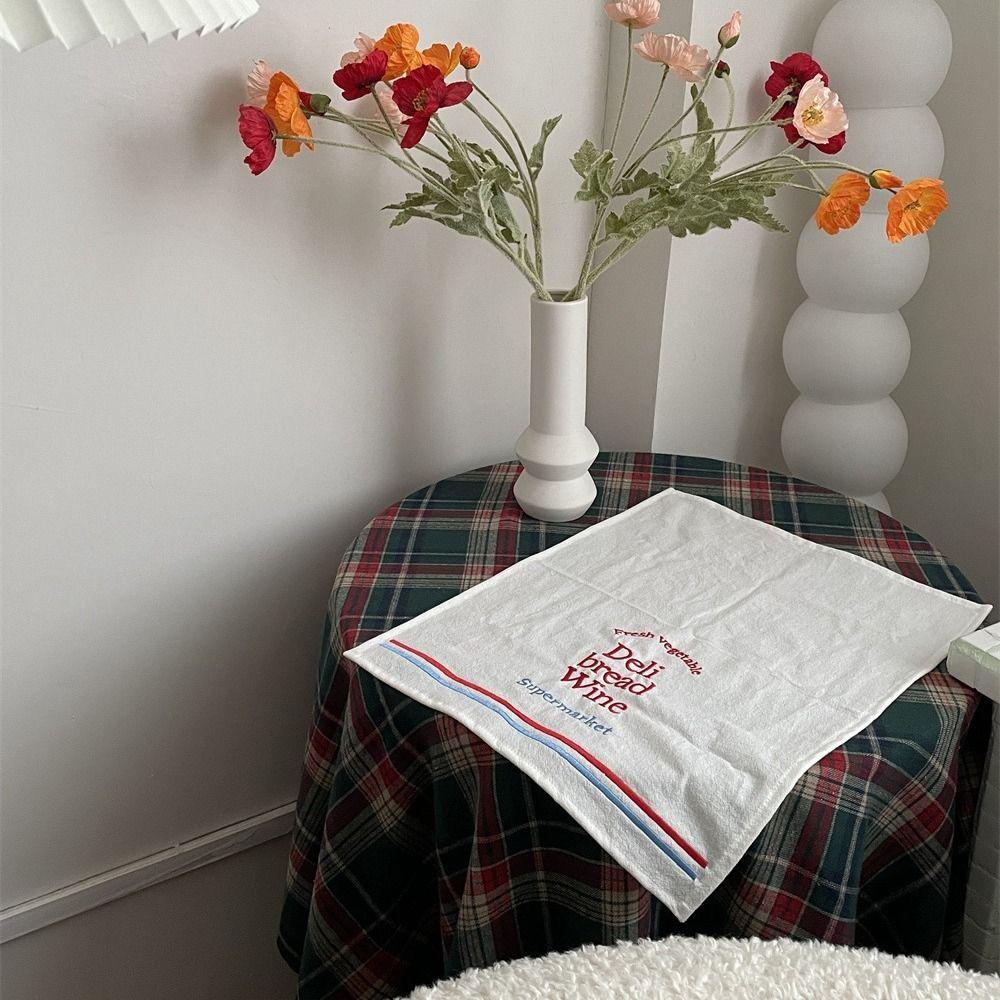 Square English Letter Desktop Mat Vintage Table Decoration Cloth Embroidered Napkins Kitchen