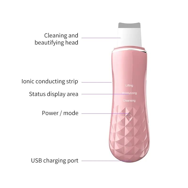 Electric Ultrasonic Skin Scrubber Face Peeling Spatula Pore Cleaning Skin Scrubber USB Ultrasonic Shovels