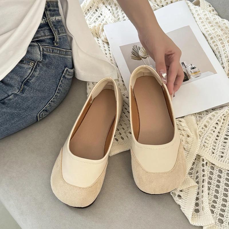 Fashion Retro Shallow Mouth Slip-On Round Toe Women's Shoes 2024 Autumn New Simple Versatile Casual Moccasin Low-top Shoes Zapato Mujer