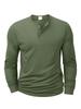 Camiseta de Manga Larga para Hombre Ajustada Camiseta Interior Tops de Fitness Camisetas Camisa Henley con Botones Camiseta Casual Acogedora