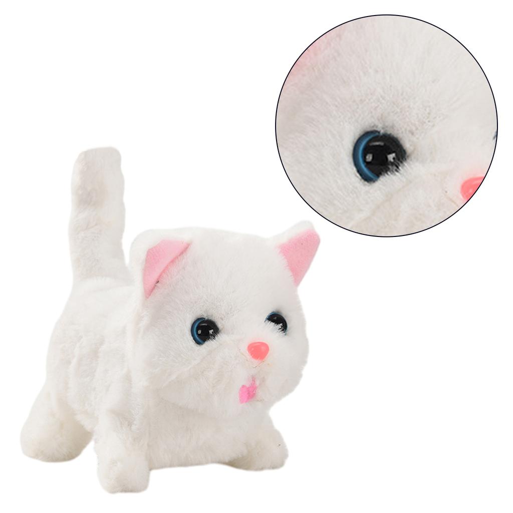 Meowing and Walking Electric Cat Toy Interactive Plush Pet Realistic Stuffed Animal Birthday Gifts for Boys and Girls