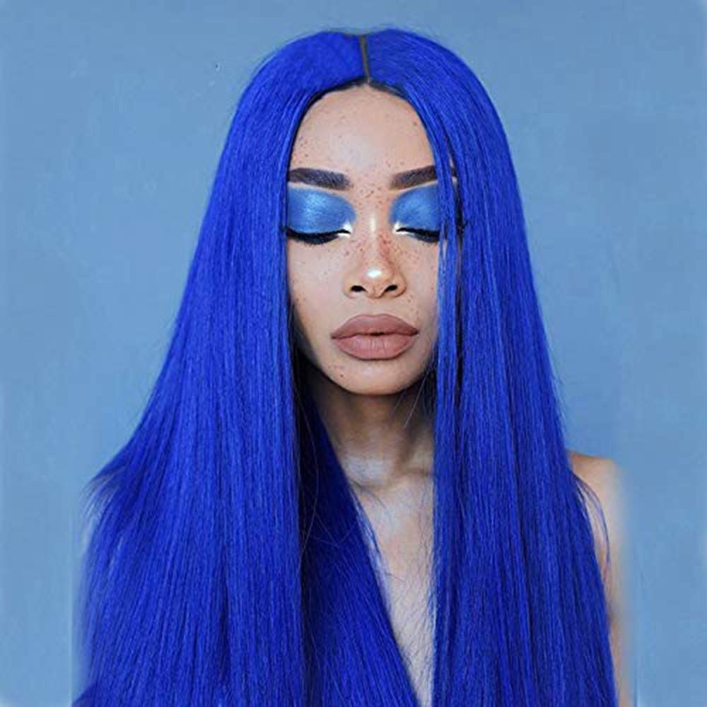 AIMEYA Lavender Purple Silky Straight Lace Front Wig Women's Synthetic Wig 13x4 Black /Blonde/Brown/ Blue Color Daily Cosplay