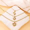 18K Gold Plated Heart Pendant Necklace with Diamonds, Stainless Steel, Colorfast Jewelry