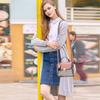 NICOLE & DORIS Cute Women's Mini Handbag with Checkered Pattern and Bear Decoration, Compact, Popular Shoulder Bag, 2-Way, Lightweight, PU Leather,