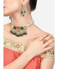 Multicolor Stones & Beads Multistrand Beaded Kundan Choker Necklace Earring & Ring Set For Women