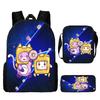 Lankybox Cartoon Pattern Backpack Shoulder Bag Pencil Case Three Piece Set