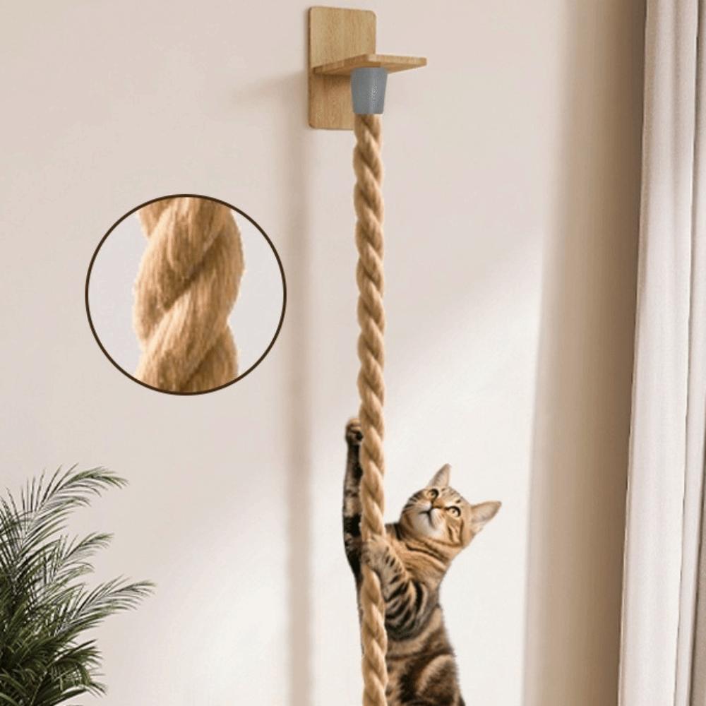 Sisal-Seil Katzenkletterregal Interaktiver Mehrstufiger Kratzbaum Seil Langlebig Wandmontiertes Haustier-Kletterseil Baum