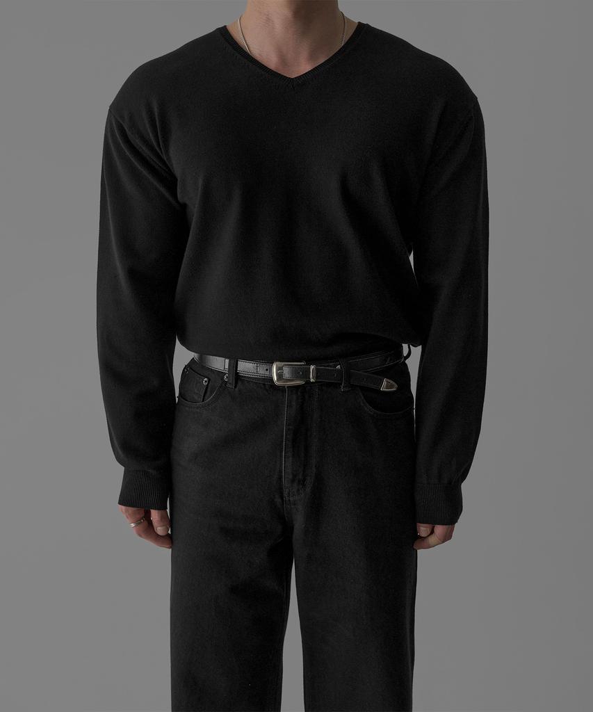 Baulopeulodeogteu Fine V-Neck Knit [Black]