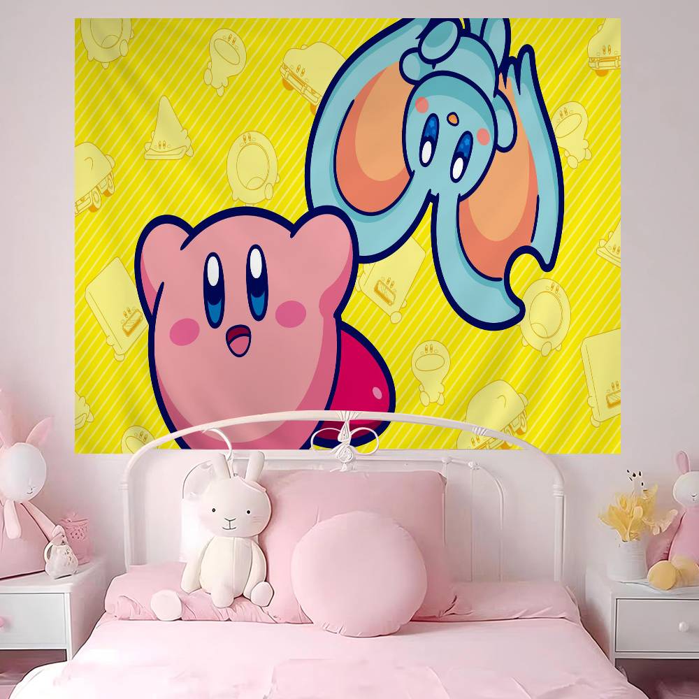 Pink Cute KKirbyes Printed Large Wall Tapestry Art Science Fiction Room Home Decor Decor Blanket