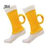 Unique 3D Beer Cup Headwear Funny Mug Hat, Novelty Knitted Leg Warmers Hat with Handles, Winter Warm Gloves for Adults Men And Women Cozy Thanksgiving
