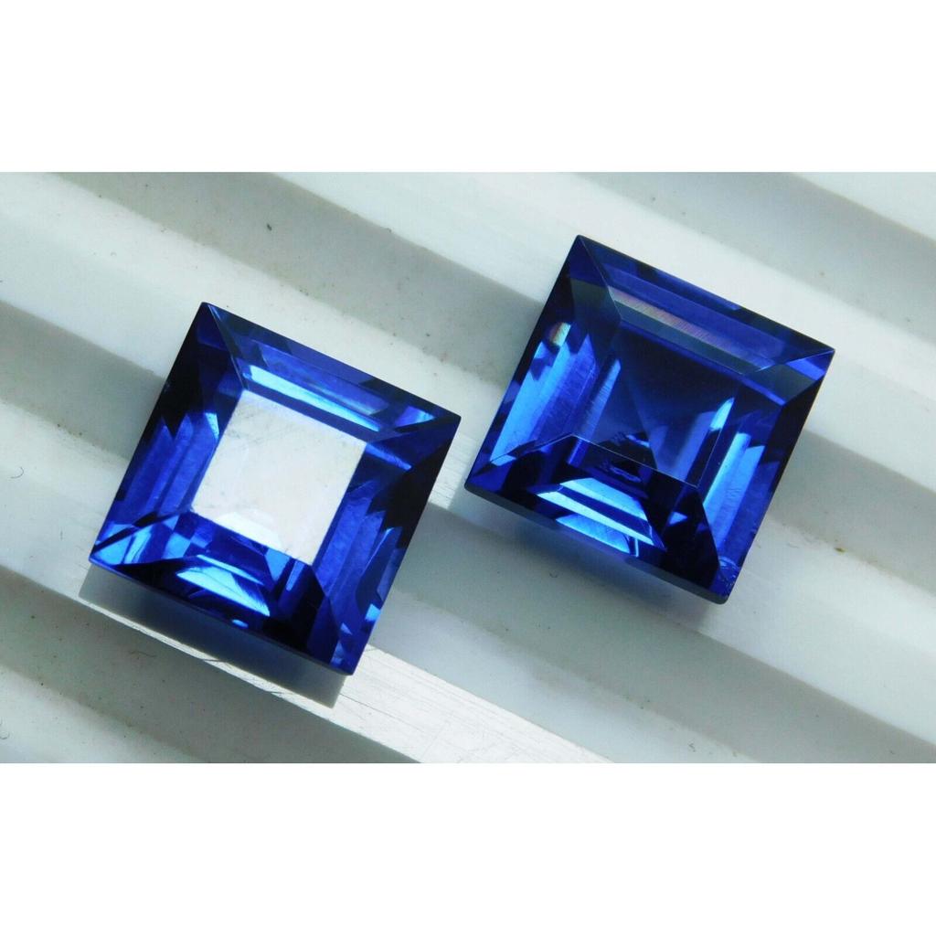 Natural Blue Sapphire Loose Gemstone Cyber Monday 16.10 Ct Square Cut Pair September Birthstone Gift
