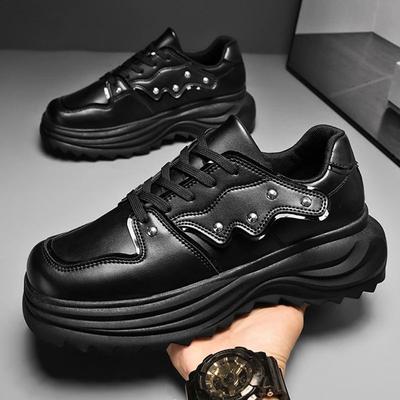 New Platform Increased Sneakers Shoes For Men Fashion Platform Trend Versatile Casual Shoes For Men's Black Autumn Leather Shoes