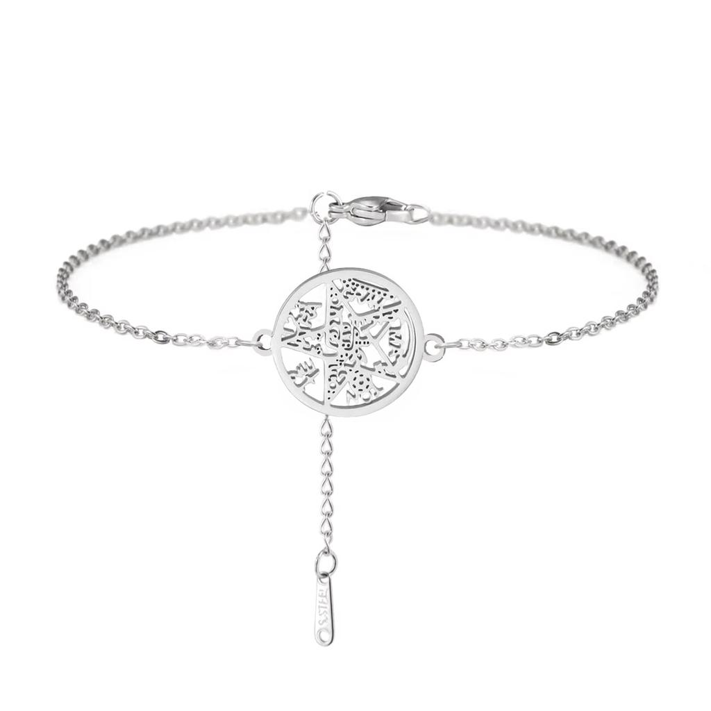 Dreamtimes Vintage Stainless Steel Witchcraft Tetragrammaton Protection Pentagram Pendant Bracelets for Women Men Bangles Gifts