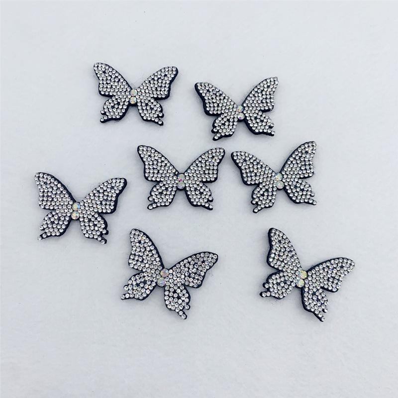 Rhinestone Butterfly Patch Hair & Clothing Accessories Set