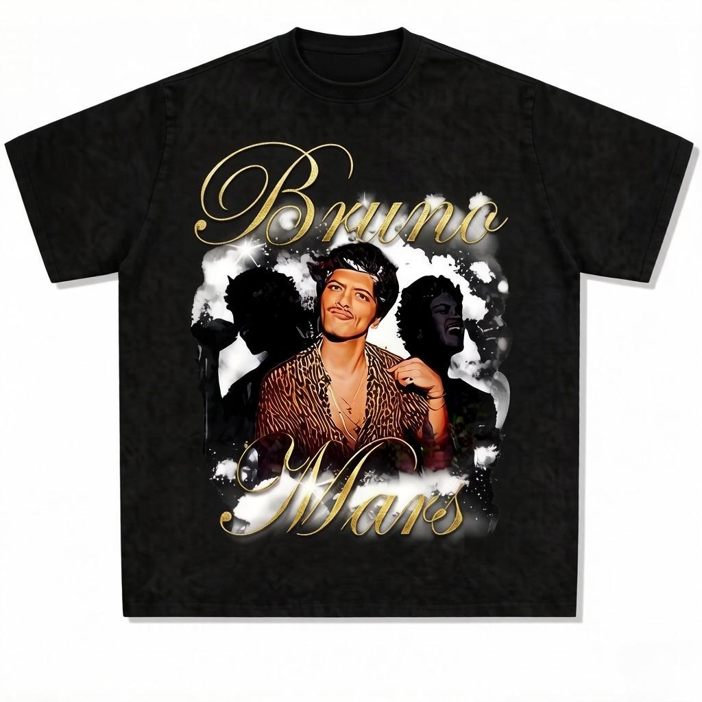 Bruno Mars Printed TShirt Unisexs Fashion TShirt Cotton Roundneck Short Sleeve Casual Style Unisexs Streetwear 2XL