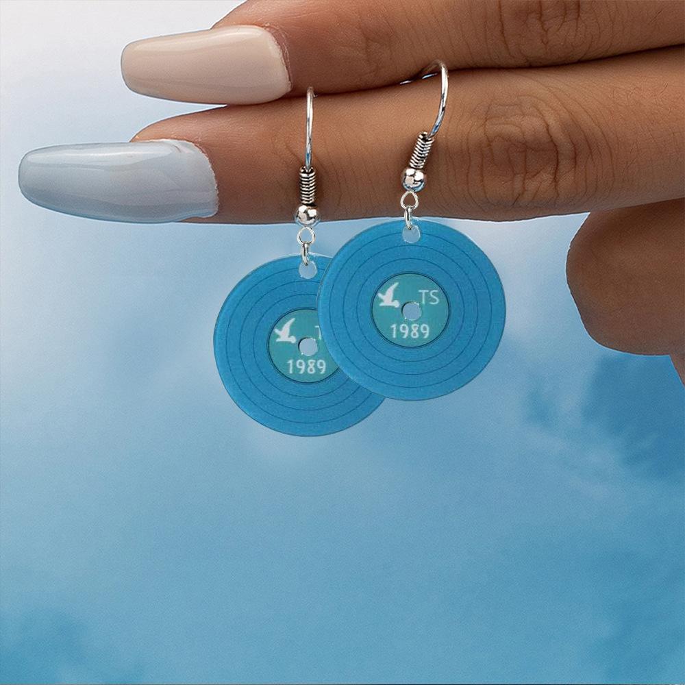 Blue Record Earrings Earrings Fashion Classic Creative Trendy Earrings Commuter