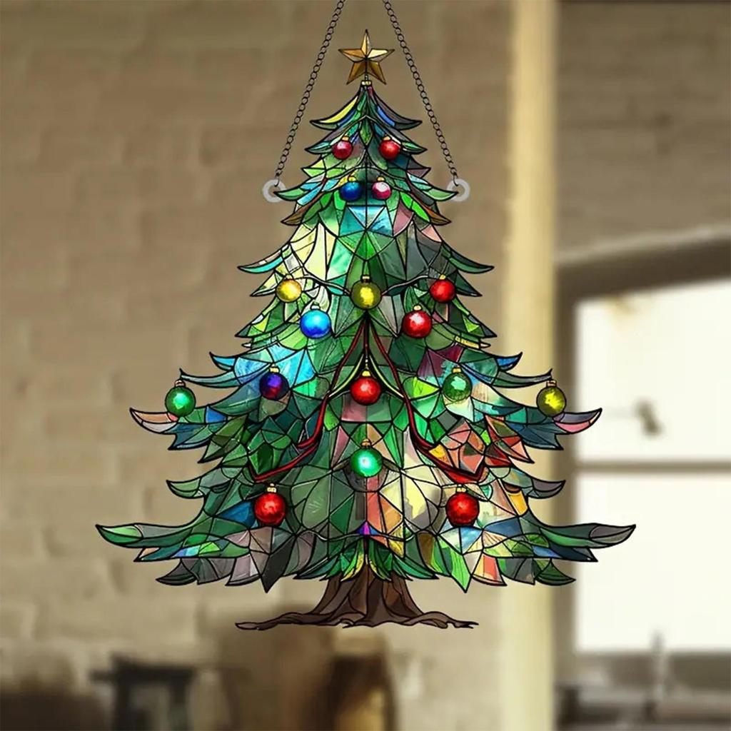 Christmas Tree Suncatcher for Window Acrylic Hanging Ornament Merry Christmas Decor for 2025 Xmas Navidad Party Supplies