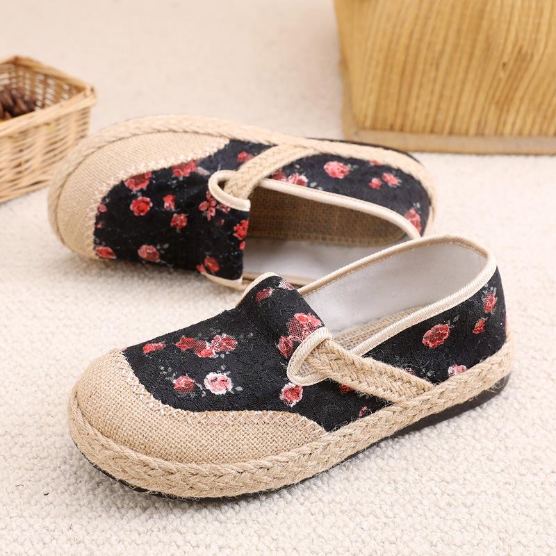 Spring new Mori women's shoes retro pastoral fisherman shoes breathable linen lazy one pedal old Beijing cloth shoes women