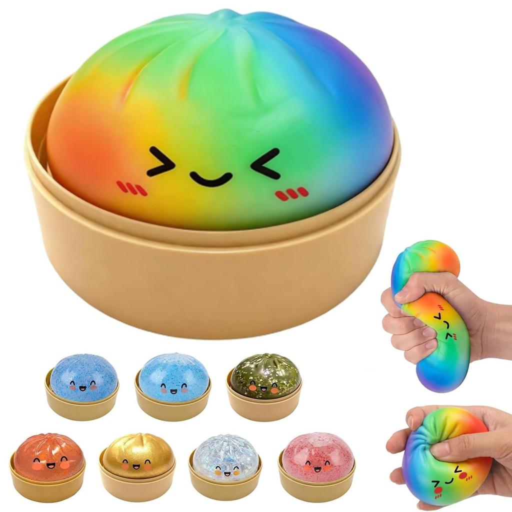 Urocze Bao Bun Pierożki Squishy Slime Zabawki do Redukcji Stresu Nieprzywierający Przezroczysty Brokatowy Slime Piłeczka Antystresowa Zabawka Fidget Dla Dzieci Upominek na Imprezę