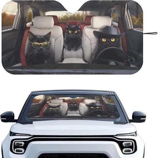 Fashion Cat Car Window Shades Foldable Car Windshield Sunshades Automotive Windshield Sunshades Keep Cool UV Rays Protection for Most Sedan Truck Van
