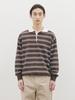 Deowedeoijeueosseom Striped Cotton Collar Knit (Brown)