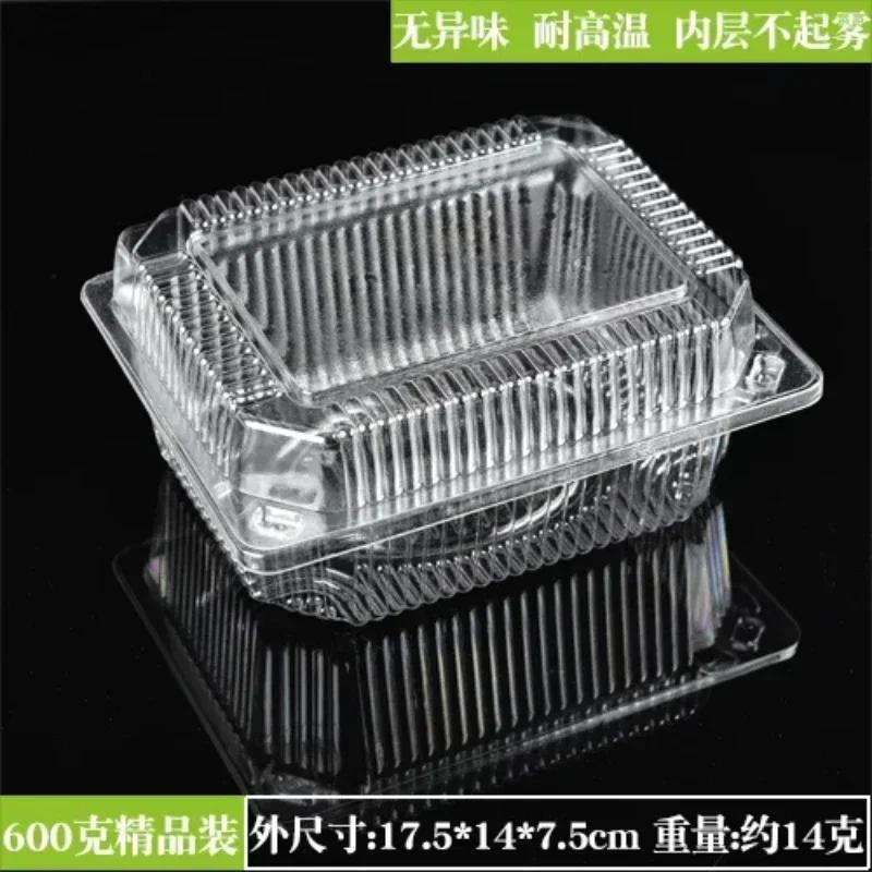 100piece FastFood Box Rice Packing Takeout Kraft Bowl Thick Lid Cover Disposable Square Lunch Dishes Box Plastic Takeaway Food B