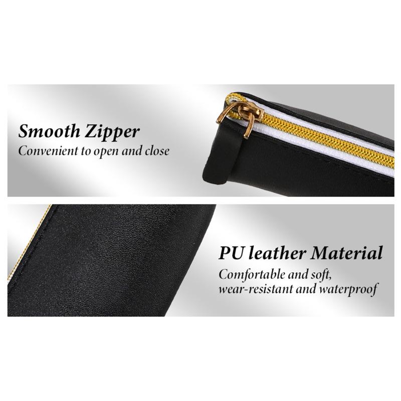 New PU Leather Zipper Pen Pencil Bag Simple Vintage Color Case Storage Pouch for Pens Stationery School Mini Pencils Bag