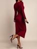 Elegant Retro Slim Fit Skirt with Waist Pleats & Metal Accents