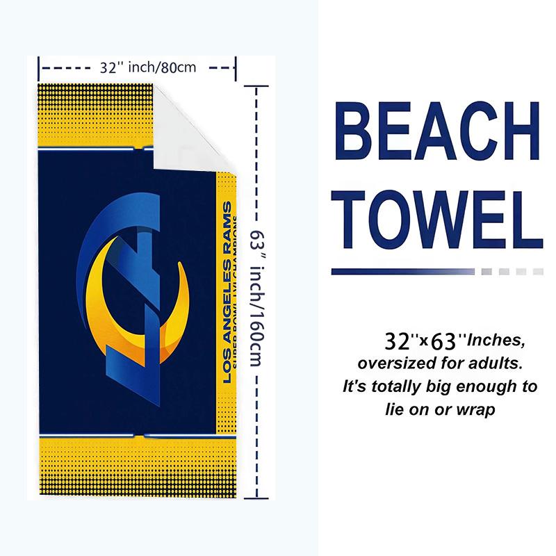 Los Angeles Rams Print Beach Towel, Large Soft Quick Dry Towel for Beach Camping Swimming