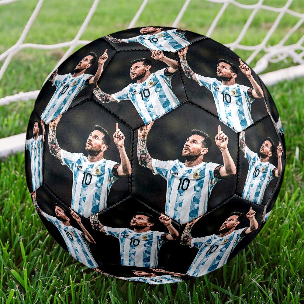 Messi 10 Number Champion'S Embrace Size 5 Soccer Ball Machinestitched Indooroutdoor Universal Football Sports Enthusiast Gifts Distinctive Home Decor 