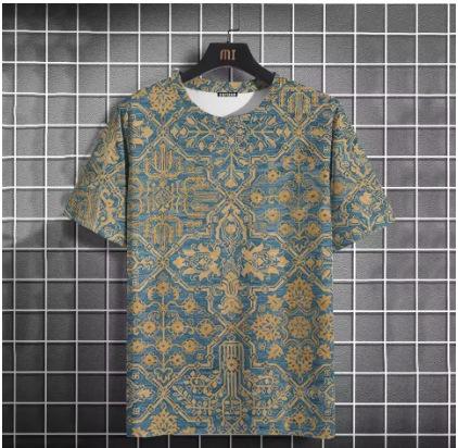 Vintage Men's T-Shirt Easy Race Print, Short Sleeve Summer Round Neck Streetwear Loose Transparent