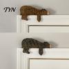 Nursery Door Frame Decoration Wood Brown Bear Topper, Adorable Shape Statue Decor, Nature Inspired Room Decor Animal Shelf Corner Wall Art for