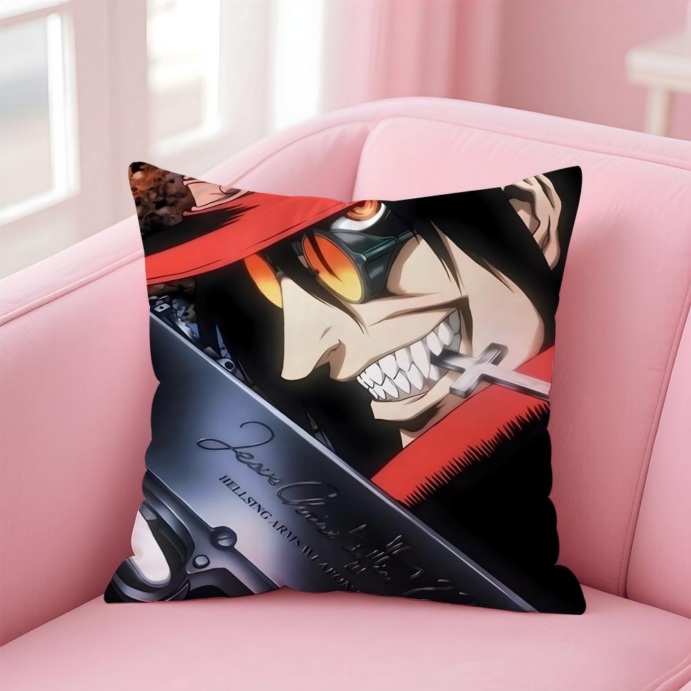 Dark Japanese Anime HHellsing Ultimate Cushion Cover Pillow Case Soft Skin Friendly Fabric Concealed Zipper