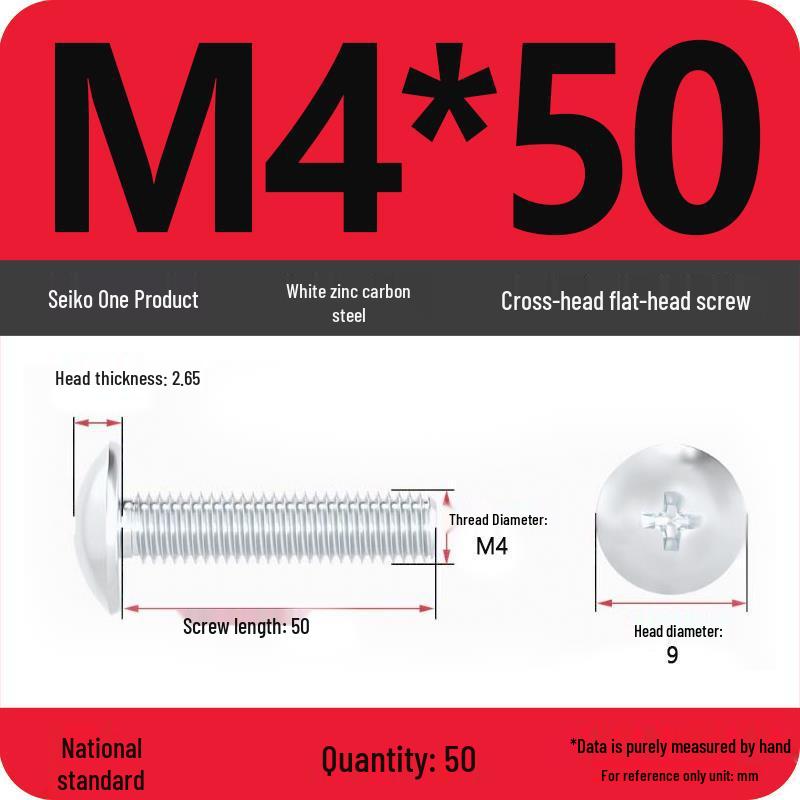 White Zinc M3-M6 Phillips Flat Head, Pan Head, and Mushroom Head Machine Screws