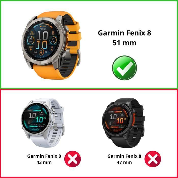 Dekselskall kompatibelt med Garmin Fenix 8 51mm - Hardt beskyttelsesetui gjennomsiktig skjerm herdet glass Phonillico®