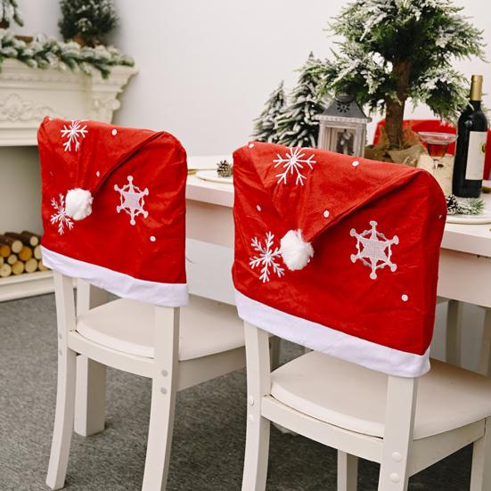 

6Pcs Non-woven Fabric Snowflake Hat Shaped Chair Cover Christmas Xmas Decoration