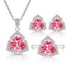 Fashion Temperament Imitation Natural Colored Treasure Zircon Set Ring Necklace Stud Earrings Women's Jewelry
