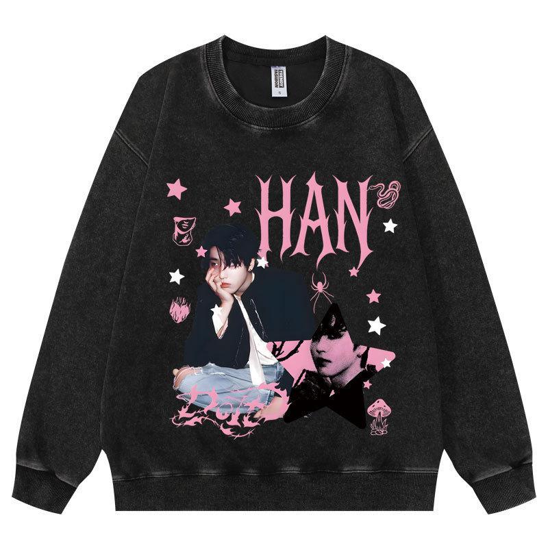 Adult Women Men Fashion Casual Korean POP Stars Dominate Pink Lee Know Felix Print Long Sleeves Sweatshirt