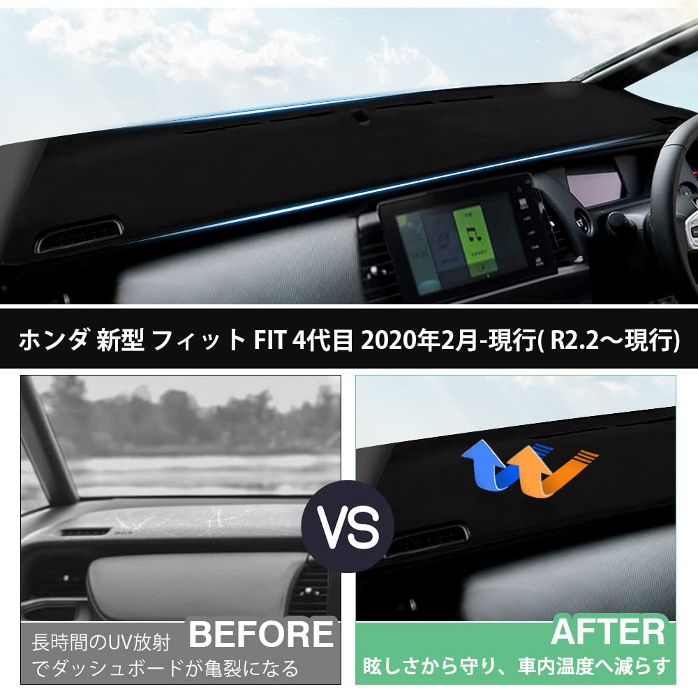 Cartist Honda New Fit Dashboard Interior Dashboard Design for 4th Generation Models 2020 Sun Dashboard Light Heat Clear Interior Polyester Set Mat,