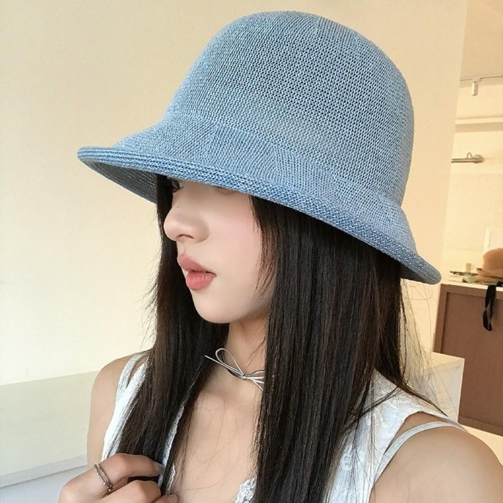 Thin Fisherman's Hats Knitted Sun Hat Fashion Women Bucket Hat  Outdoor Beach Vacation Wear